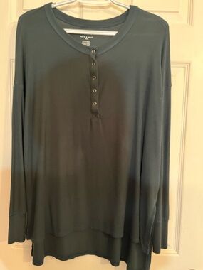 American Eagle Soft & Sexy Rib Henley Long Sleeve Top XS